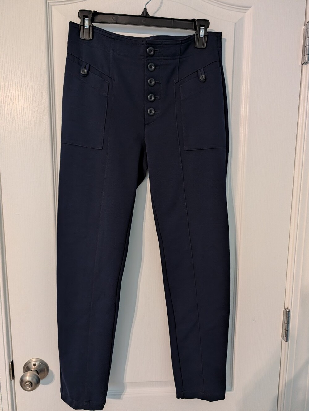 Anthropologie Button Fly Bryson Tapered Pants Size 4 Navy